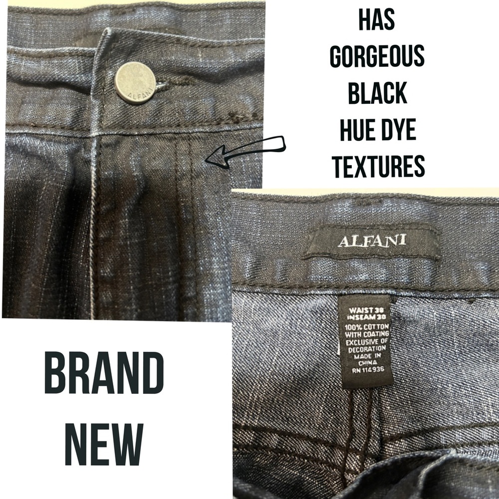 NWOT, ALFANI, BRAND NEW, 38”X 30”, Regular Cuff, Dark Denim Jeans - Picture 5 of 7